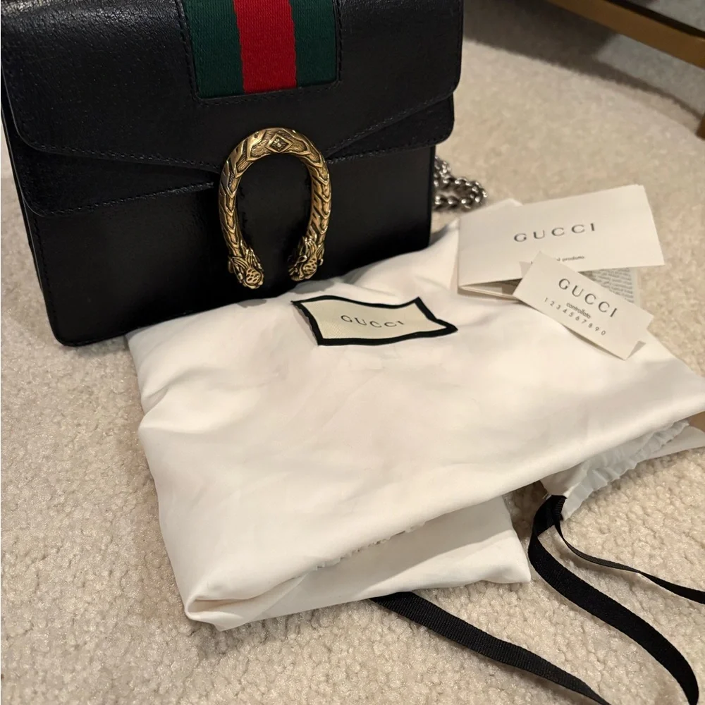 Gucci Dionysus Black Leather/web small handbag - Picture 3 of 8